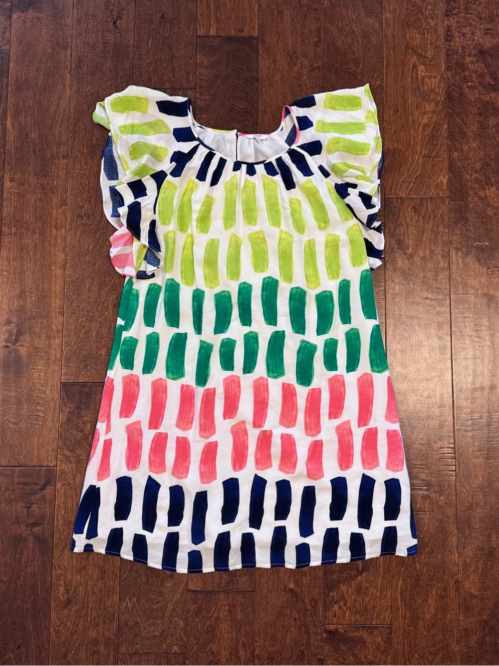 Crown & Ivy Watercolor Ruffle Sleeve Midi Dress - M